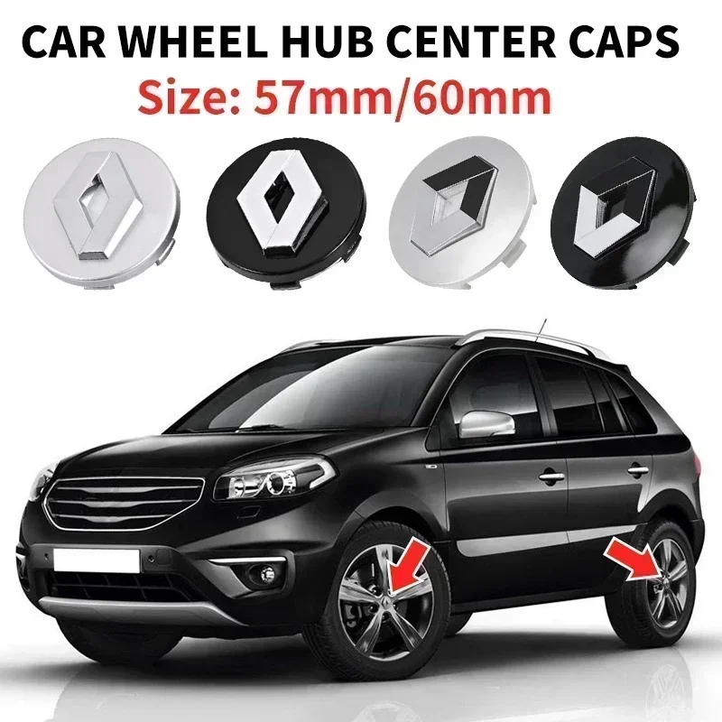 4PCS 57mm 60mm Car Tire Center Hub Cap Logo Sticker Rim Cap Badge For Renault Megane 2 3 Clio 4 Trafic Captur Emblems Kangoo view 2