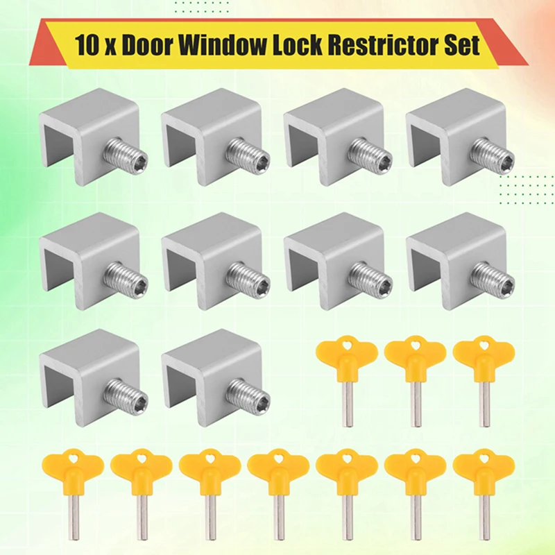 10 Set Sliding Sash Stopper Cabinet Locks Straps Doors Security Anti-Theft Lock Window Sliding Door Doors Lock