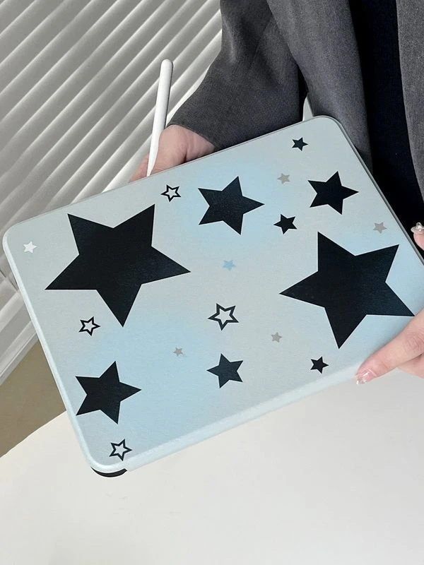 Blue Gradient Black Star Rotating Tablet Case For iPad Pro 11 12.9 13 A16 M2 M4 M3 M5 5/6/7/8/9/10/11th Mini Air 3 4 5 6 7 Cover