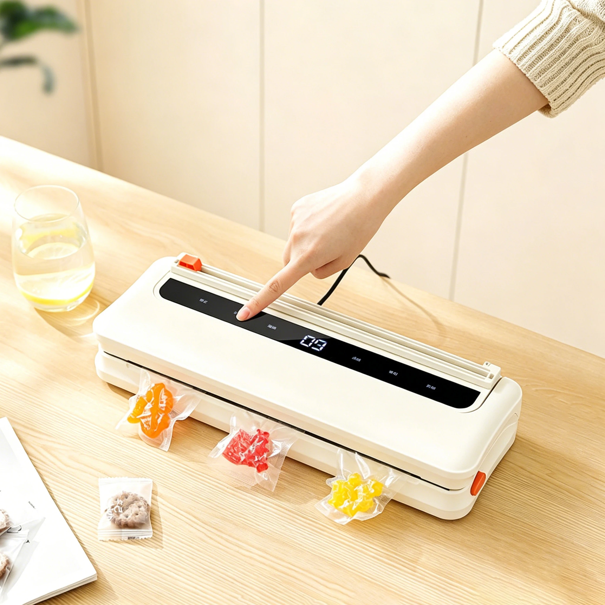 NEW Electric Vacuum Sealer Food Storage Seal Touch Button Dry/Wet Built-in Cutter Kitchen Food Sealing Vacuum Packaging Machine view 2