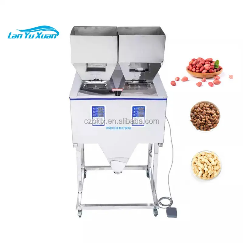 Double Head 500-5000 G Large Scale Semi-Automatic Powder Granule Nuts Rice Peanut Flour Filling Machine