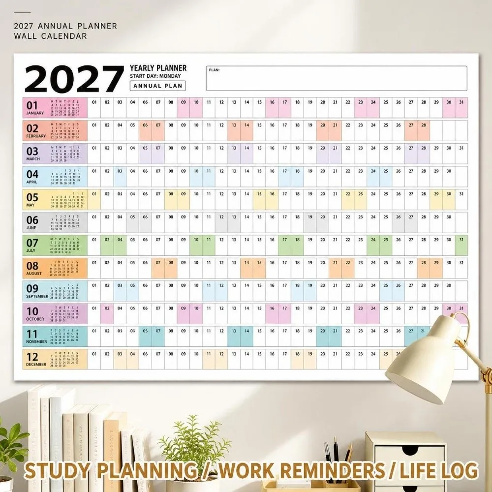 Wall Mounted 2027 Calendar Planner Sheet Large Schedule Sticker Wall Calendar Planner Target Schedule Organizer Office Supplies
