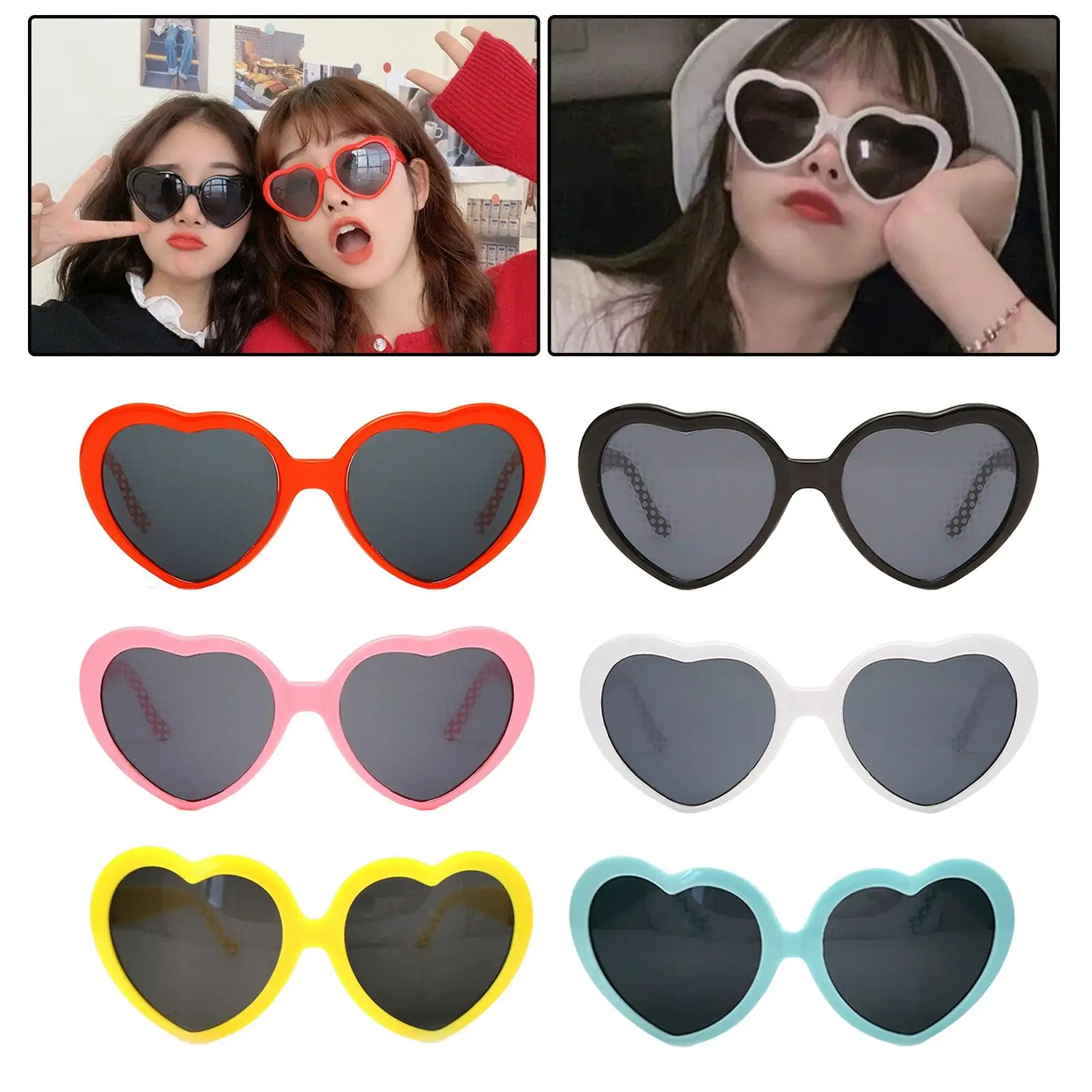 Effect Glasses Heart Sunglasses Light AT Night Beautiful Lights Glasses UV400 Heart Diffraction Glasses for Women Men Party Rave