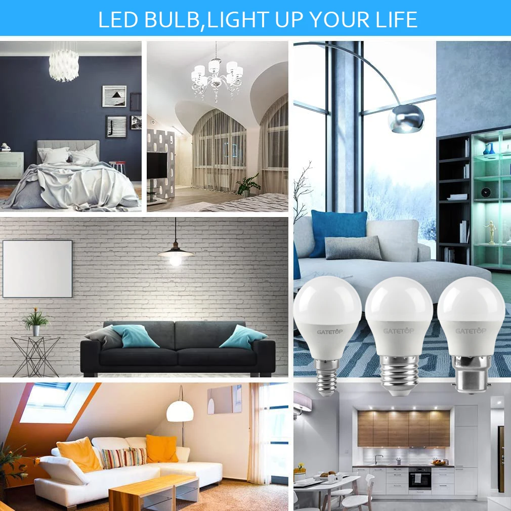 6 قطعة LED شمعة ضوء لمبة صغيرة ضوء AC120V 220 فولت لا ستروب ضوء أبيض دافئ 3 واط-7 واط مناسبة للإضاءة مكتب المنزل