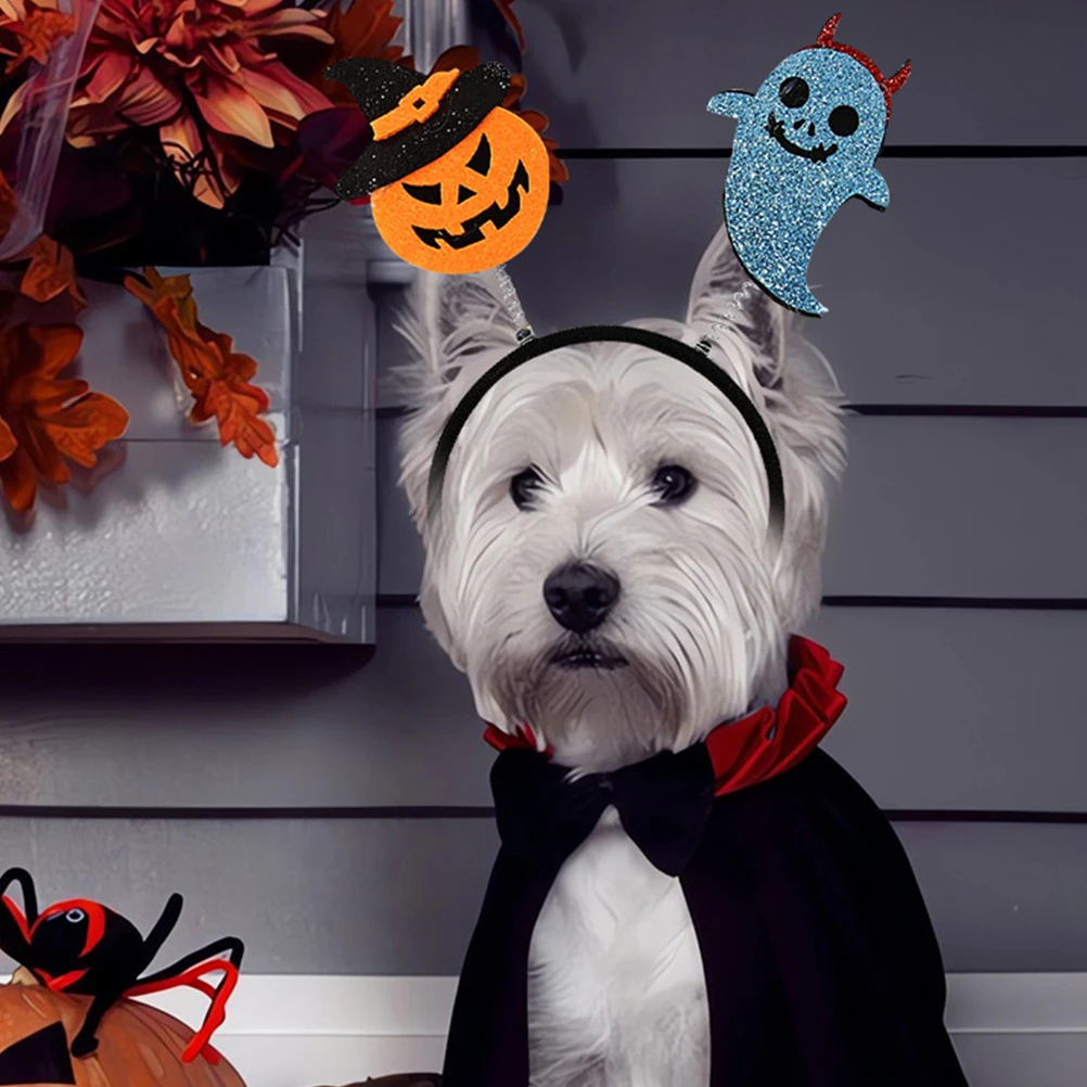 

4pcs Pet Halloween Headband Felt Costume Party Supplies Adjustable Dog Cat Festival Hair Hoops Scary Cosplay Prop For Halloween