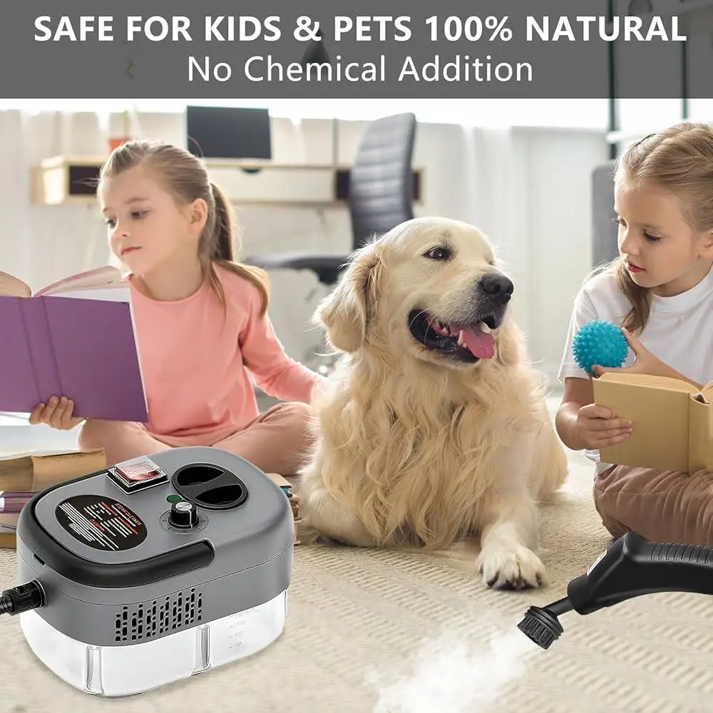 2500W Pressurized Steam Cleaner Portable with 1.2L Water Tank 6 Attachments Multi-purpose Home Car Kitchen Cleaning