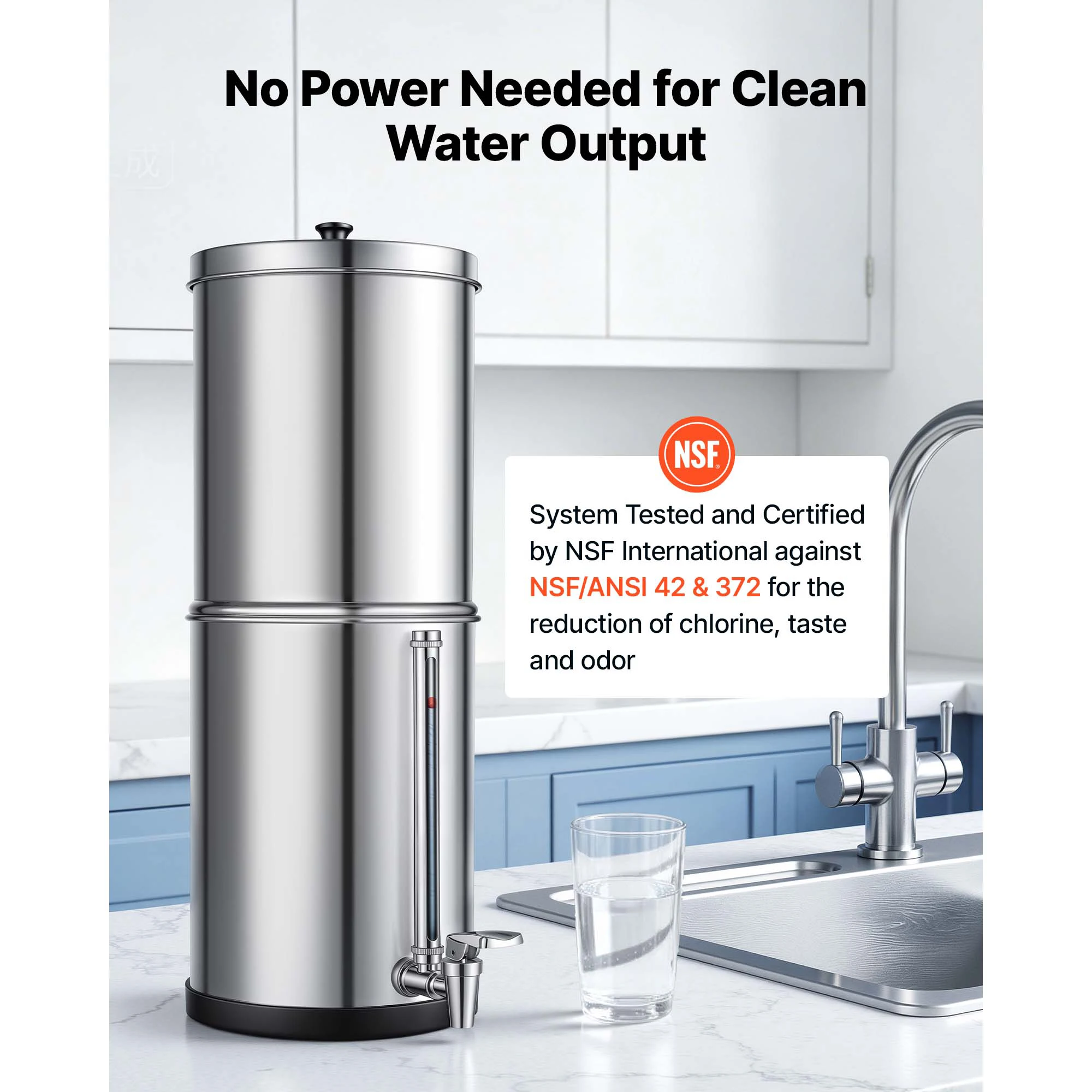SucceBuy 1.5G/3G Gravity-fed Water Filter System Reduces Lead and up to 99% of Chlorine with 2 Carbon Filters for Home Camping