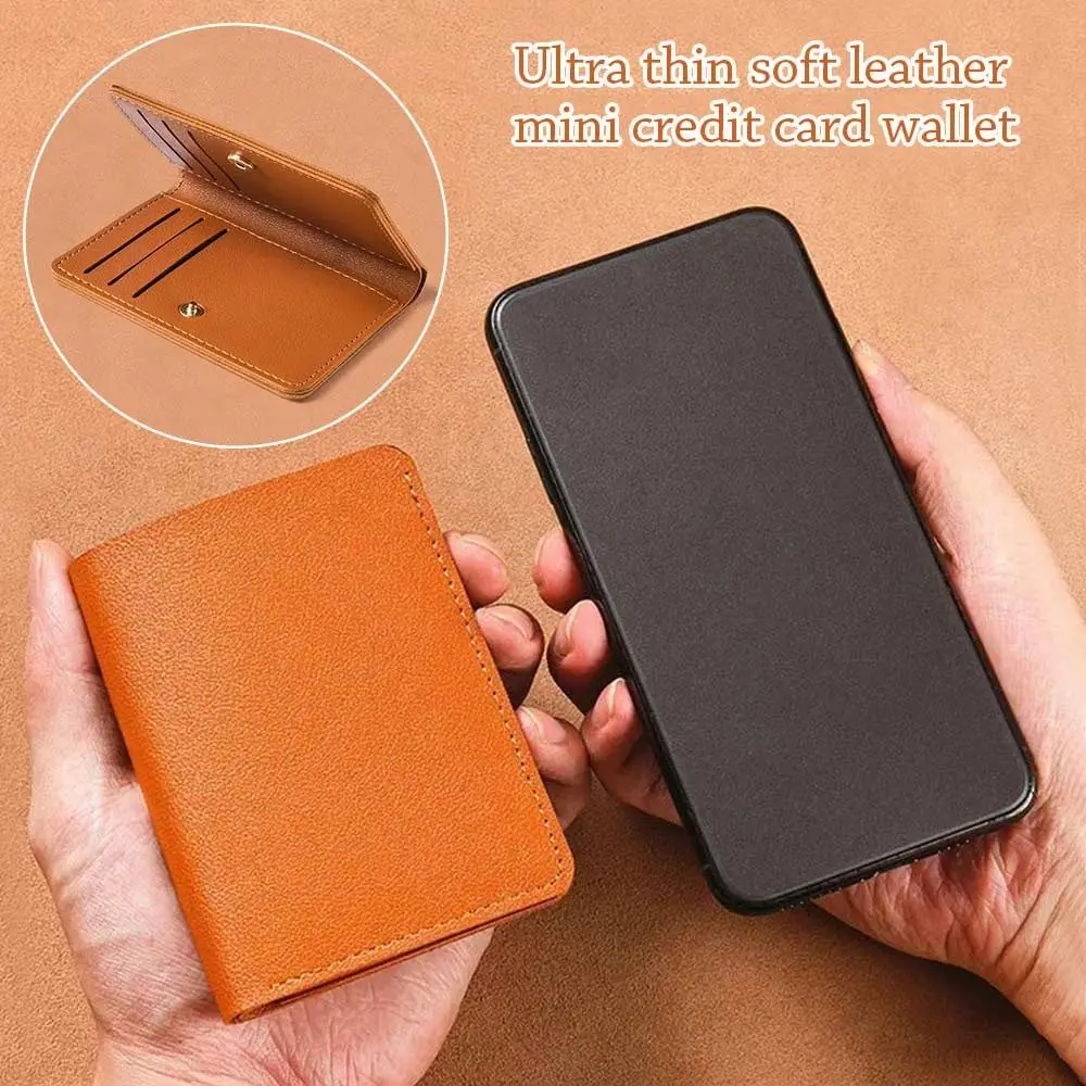 Leather Card Bag Fashion Folding Super Slim Card Wallet Soft Small Purse Men Women