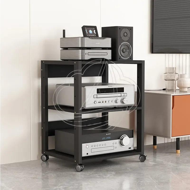 Adjustable Rolling Metal Audio Rack Amplifier Stand Home Theater CD Storage Equipment Shelf