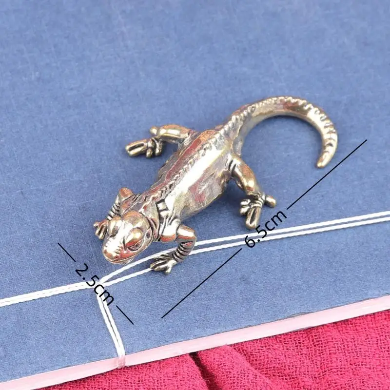 تصميم جديد 1 قطعة العتيقة برونزية الصحراء الاستوائية الحيوان سحلية تمثال الرجعية النحاس الحرباء أرقام الحلي مكتب الديكور #4