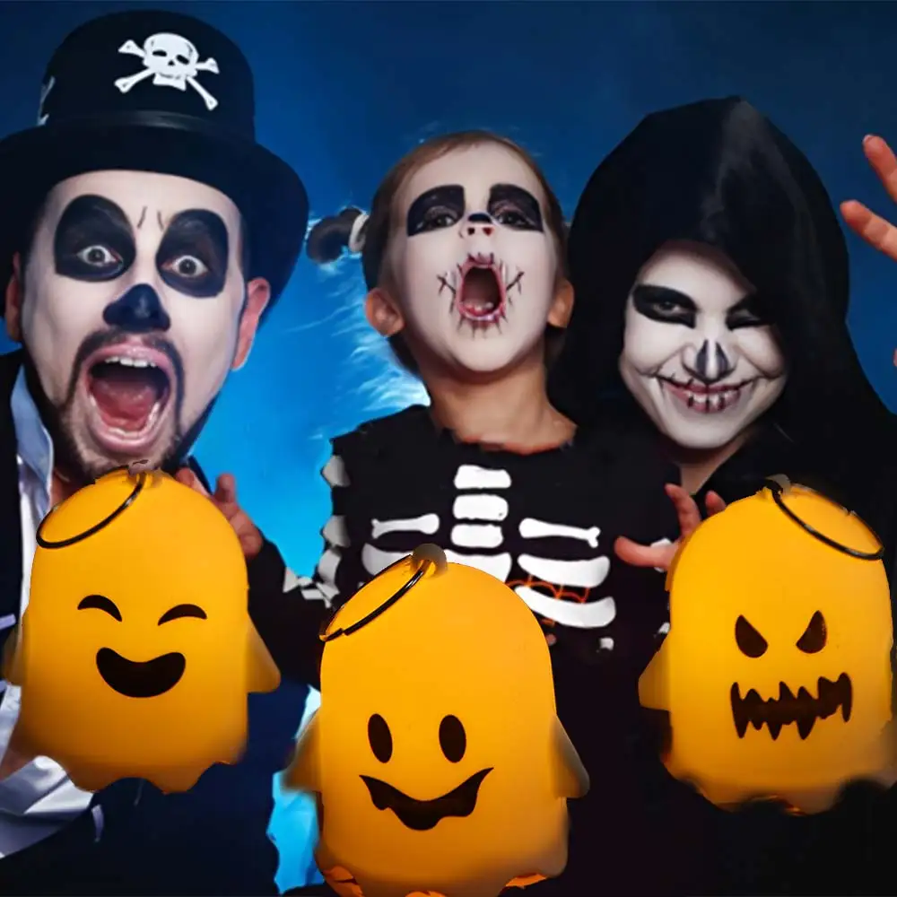 6 قطعة Kawaii هالوين مضيئة شبح المفاتيح LED معلقة شبح قلادة مضيئة حزب شبح ضوء الهدايا كيرينغ