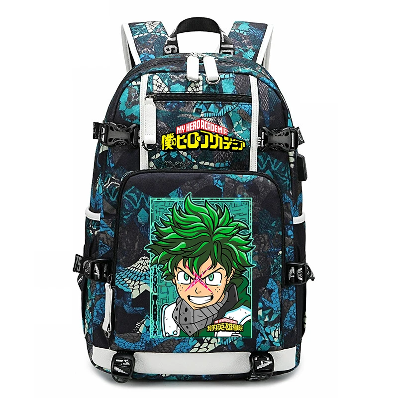 My Hero Academia Anime Print Student Backpack Large Capacity Casual Daypack for Boys Girls School Travel