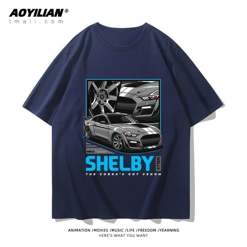 

Shelby Mustang Ford Car Friends Club Modified Loose Casual Half-Sleeve Men's and Women's T-Shirts