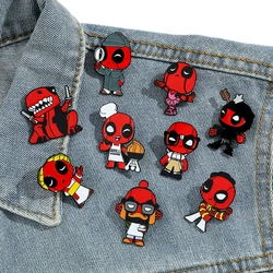 4/5/9 Uds. Broche de dibujos animados de Anime creativo lindo Deadpool tendencia vestir esmalte Pin insignia de Metal joyería ropa mochila Accesorios