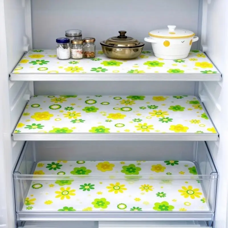 4Pcs Shelf Liner Non-Adhesive Waterproof Drawer Liner Durable Easy-to-Cut EVA Shelf Paper For Kitchen Cabinets Refrigerator