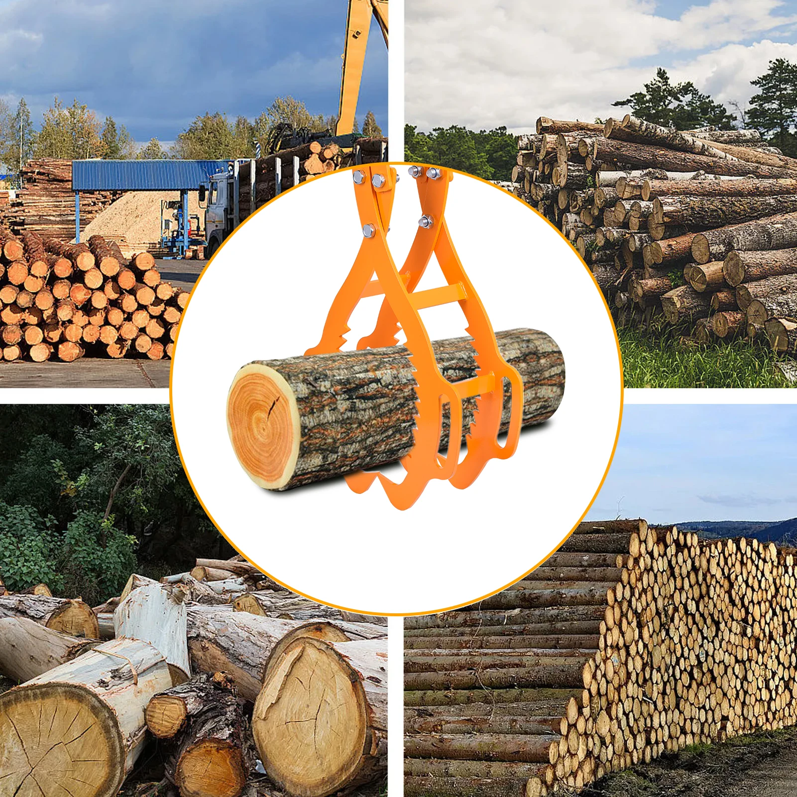 25-Zoll-Holzzange mit 4 Krallen, Hochleistungs-Holzhebezange, Holzgreifer aus Stahl mit rutschfestem gezahntem Griff, Holzgreifwerkzeug für Traktoren, ATVs, LKWs, Gabelstapler, Forstwirtschaft, Brennholz- und Holzhandhabung. – Detail 8