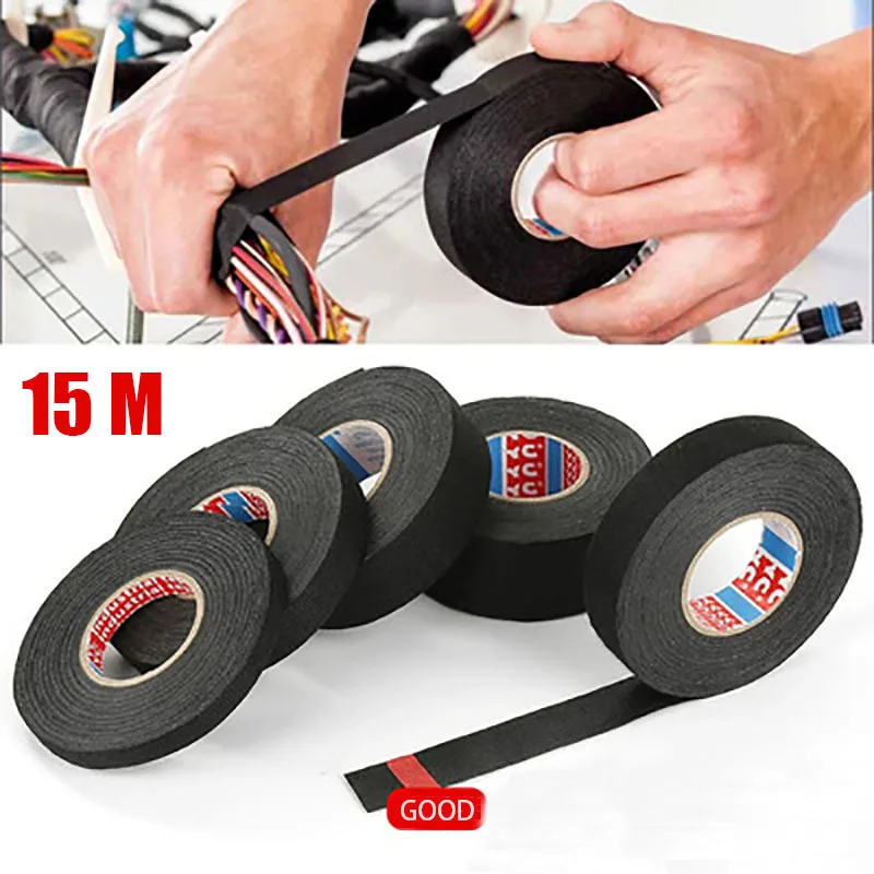 Heat-resistant Flame Retardant Tape 15 Meter Adhesive Cloth Tape Electrical Insulating Fabric Cable Harness Protection Tapes
