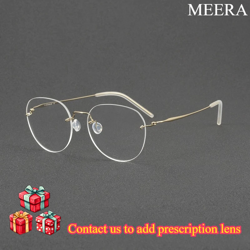 

Fashion Lightweight Durable Rimless Round Eyewear with Gold Titanium Minimalist Optical Glasses for Business Daily Fashion Wear