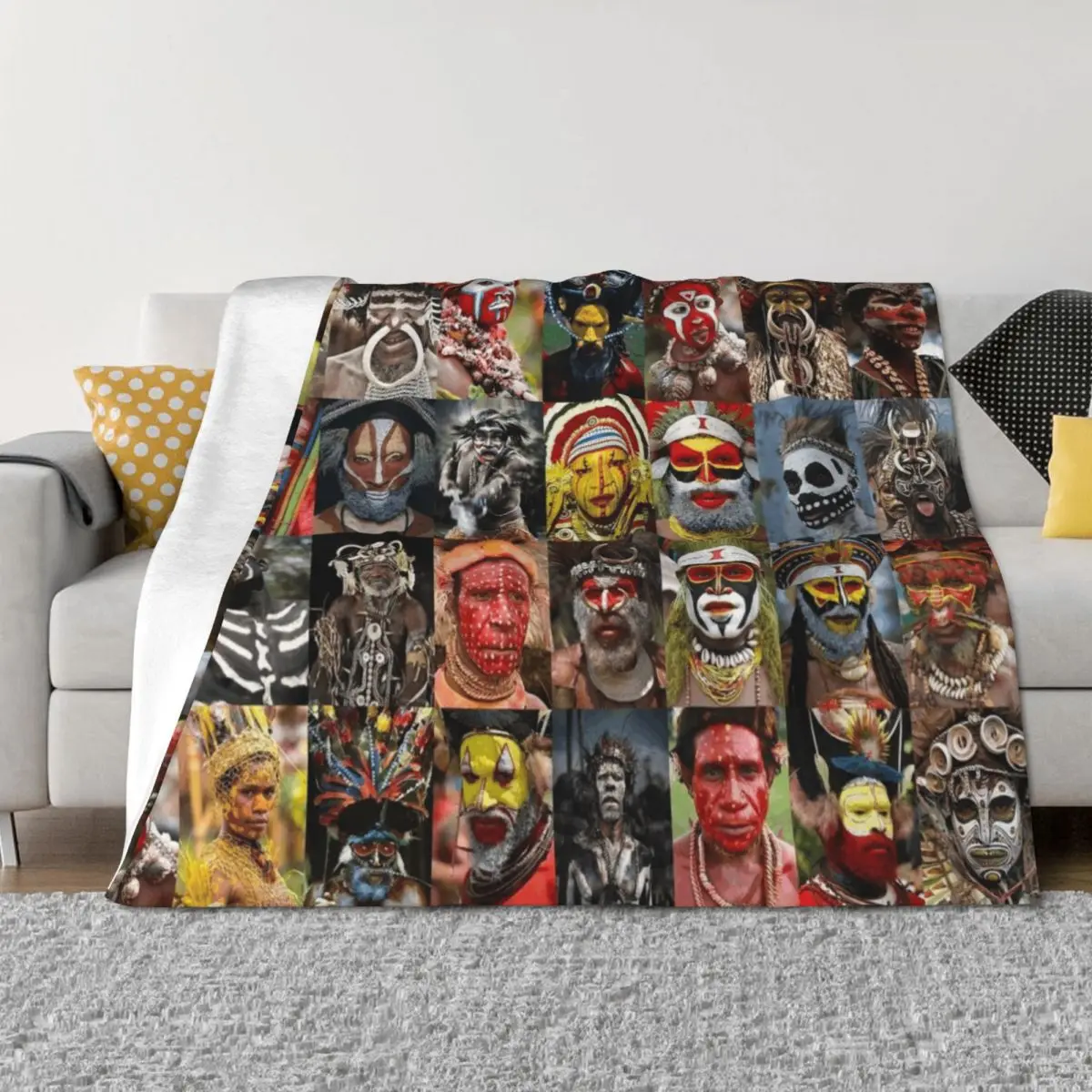 Papua New Guinea Painted Faces Throw Blanket Blankets Sofas Of Decoration Custom Flannel Luxury St Blankets