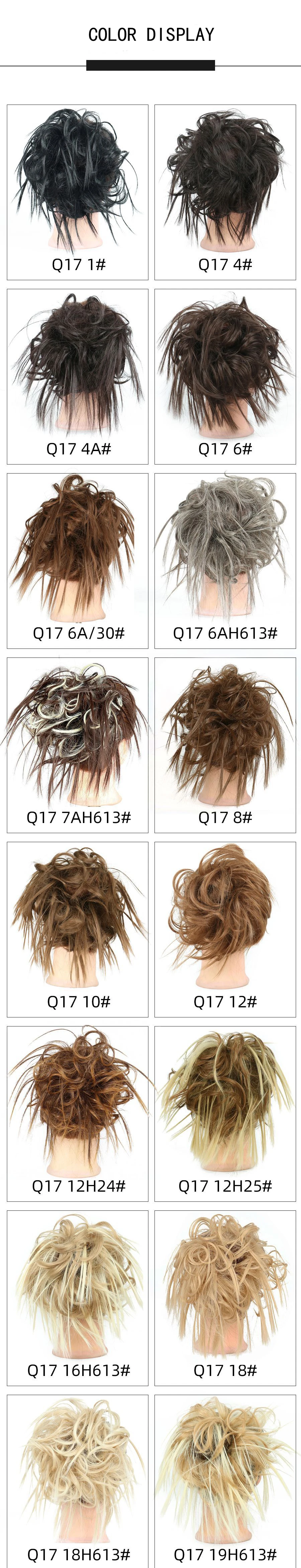 Synthetischer, unordentlicher, flauschiger Haarknoten, zerzaustes Haarteil, elastisches Band, Chignon, Haargummi, Pferdeschwanz-Erweiterungen, Haarschleife für Frauen – Detail 2