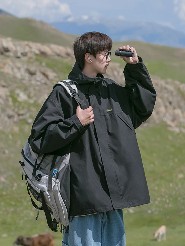 

y Men's Outdoor Jaet Windproof Waterproof Bla Samurai American Sle Vintage Coat Stand Fit Youth Faion