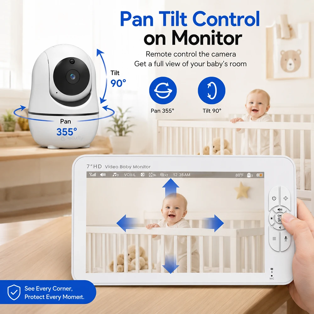 7 Inch HD Split Screen Baby Mo - đánh giá và giá Baby Monitor Split Screen