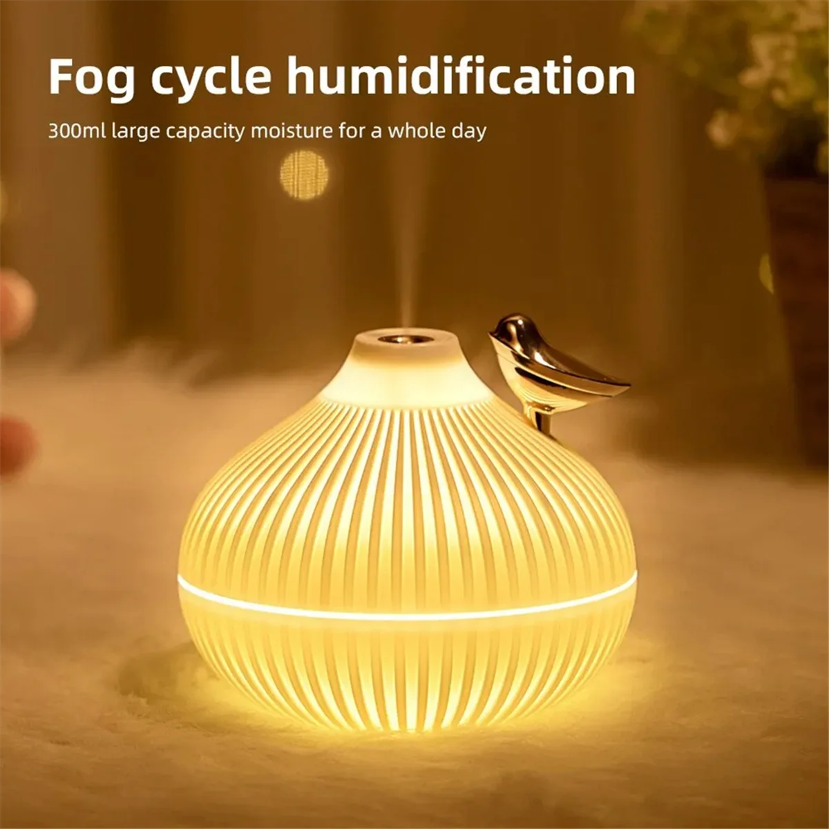 300Ml Small Onion Air Humidifier Aroma Diffuser Portable LED Steam Smart Mist USB Humidifier