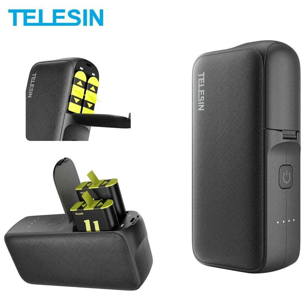 TELESIN 10000mAH Power Bank For Gopro Hero 10 11 12 Battery Fast Charging Power Bank For VIVO OPPO Samsung iPhone 14 15 Pro Max