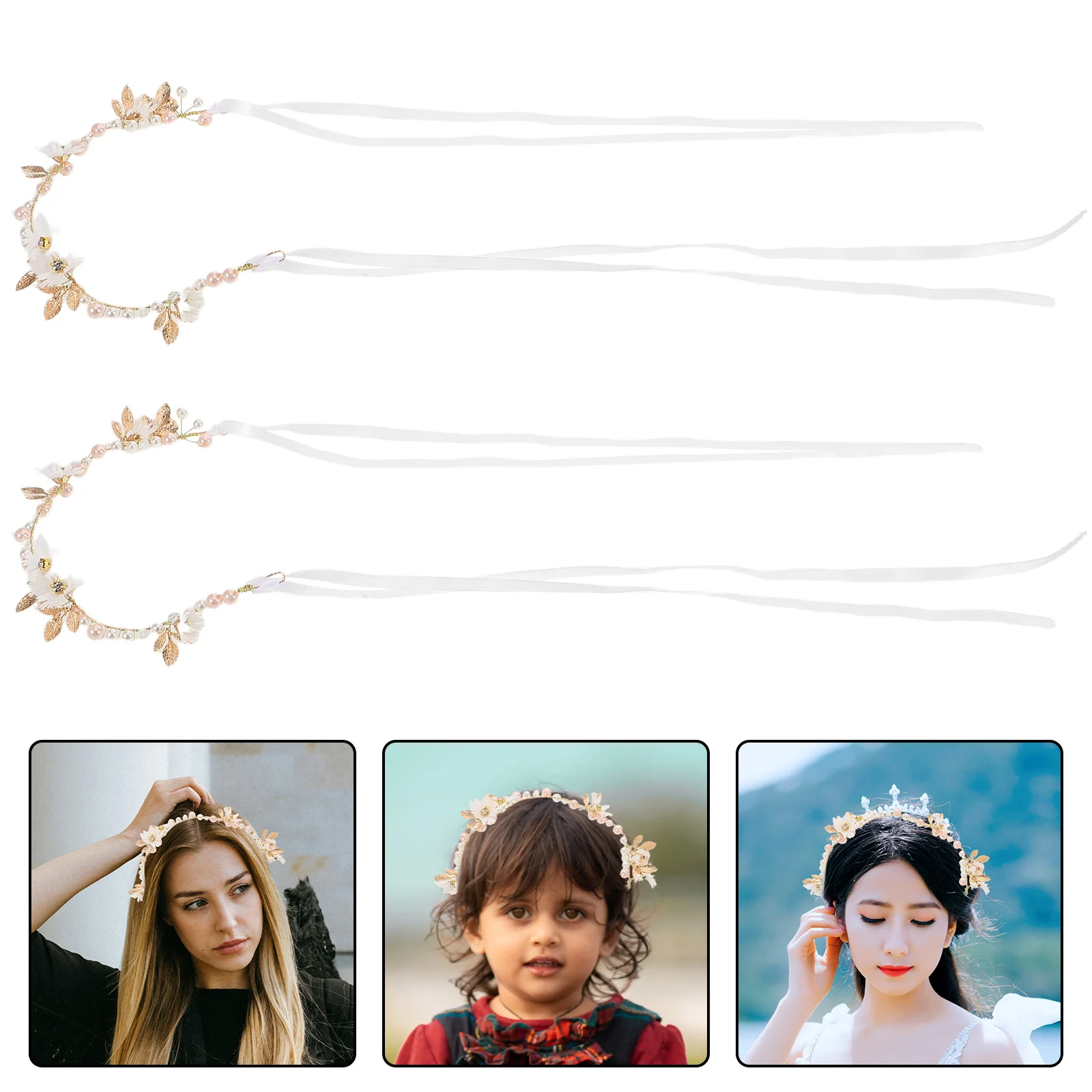 2Pcs Bridal Flower Headband Elegance Lightweight Comfort Versatile Style Wedding Maternity Photoshoot Fairy Events