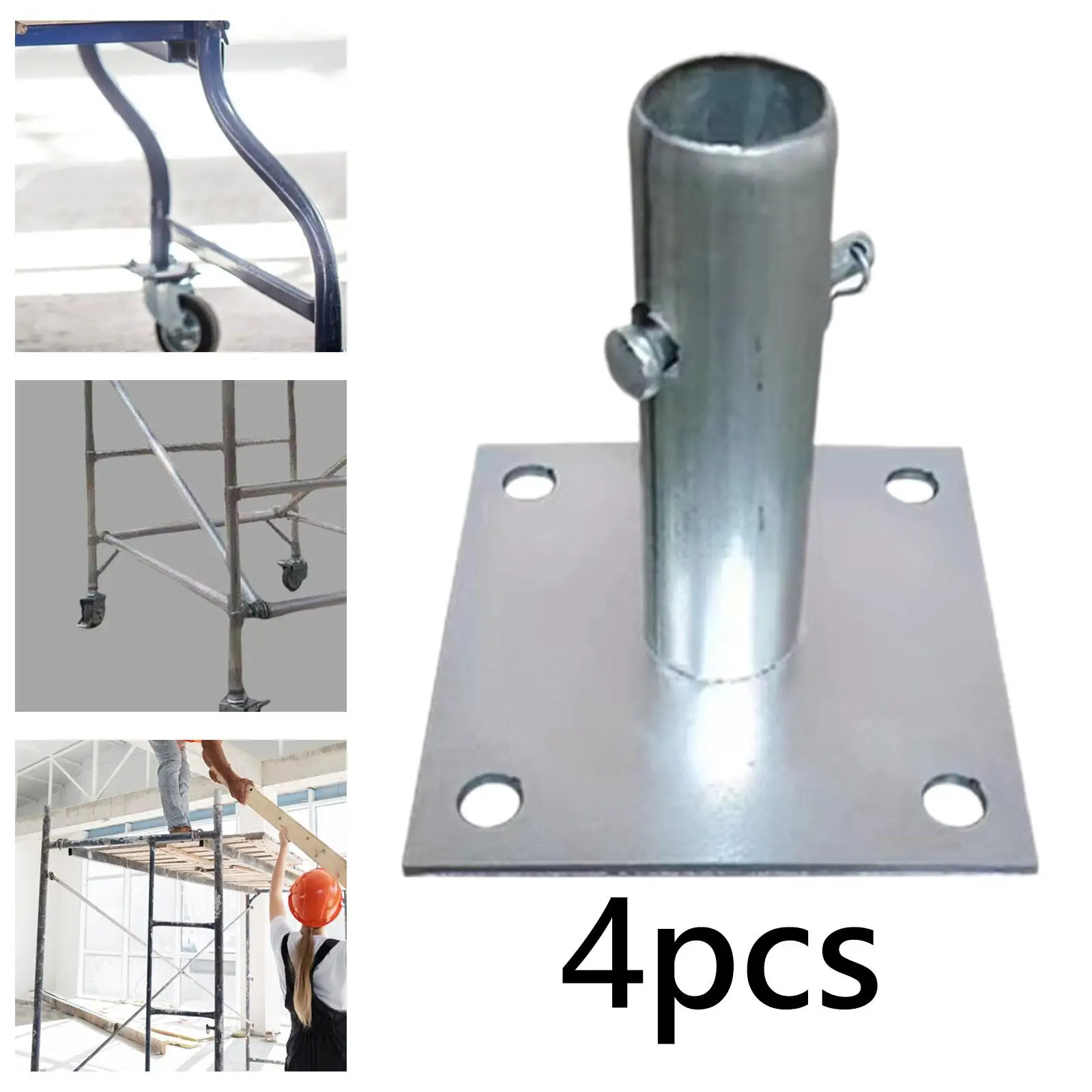 

4Pcs Scaffold Base Plates 4.7x4.7inch Welded Construction Simple Installation Tube Diameter 3.3cm Tube Height 12cm Accessories