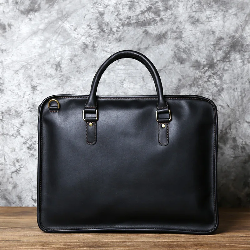 NZPJ Herren Aktentasche Leder Handtasche Retro Top Layer Rindsleder Laptoptasche Crazy Horse Leder Schulter Messenger Bag Luxustasche – Detail 23