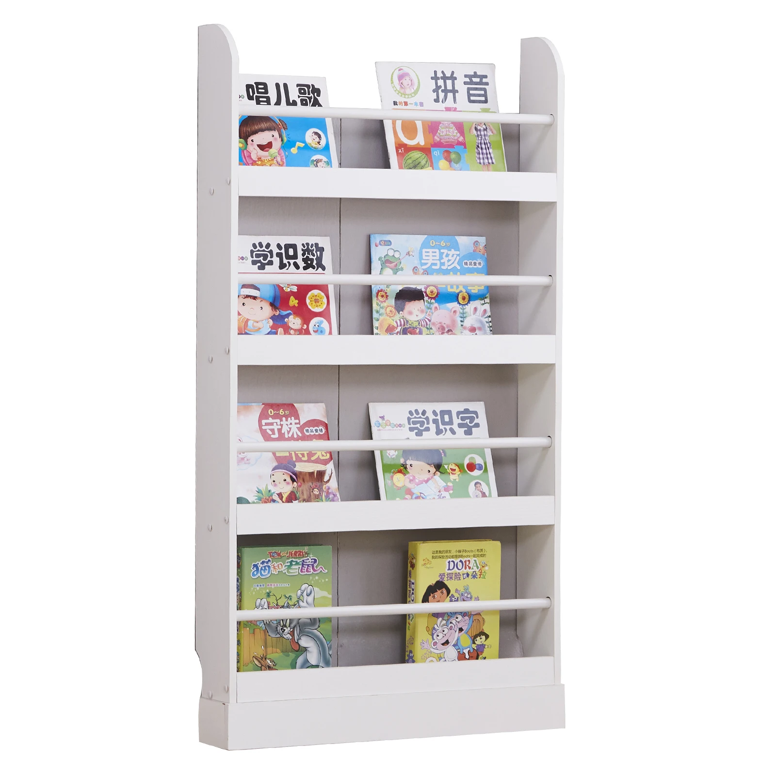 

4 Tier Children's Bookcase Rack Organizer Holder Stand for Books Toys in Study Living Room Bedroom 58x12x110CM[US-Stock]