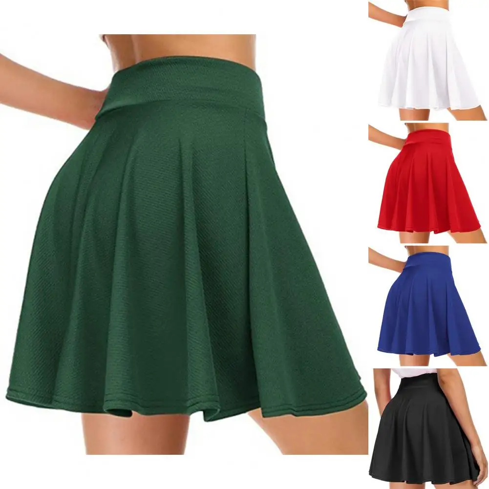 Women Summer Short Skirt All Match High Waist A Line Mini Skirt Pleated Yoga Skirt Running Cycling Sports Skirt Streetwear