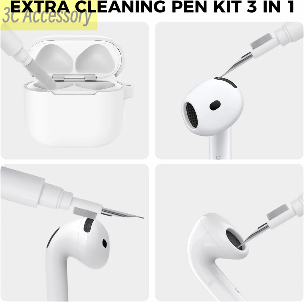 【3 en 1】Nuevo para Airpods 4ta generación funda de silicona suave para auriculares funda de silicona líquida de color sólido para auriculares Apple Air Pods 4