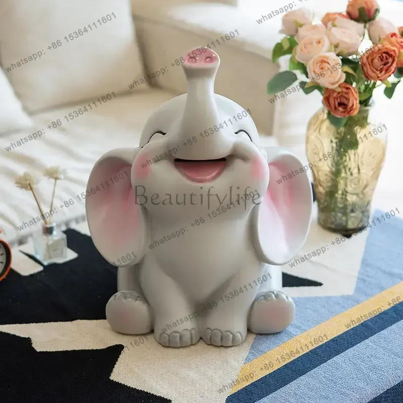 Elephant Cartoon Money Boxes Kawaii Cute Kids Gift Saving Storage Euro Coin Vintage Piggy Bank Simple Spaarpot