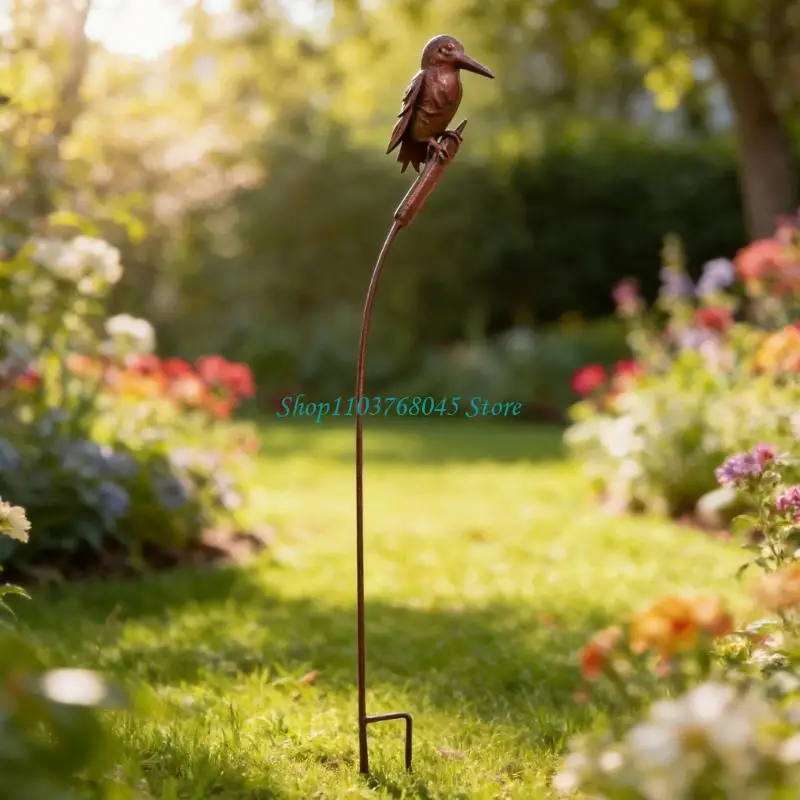 

R53F Iron Bird Sculpture Outdoor Decoration Rusty Styles Garden Ornaments Durability Weatherproofed