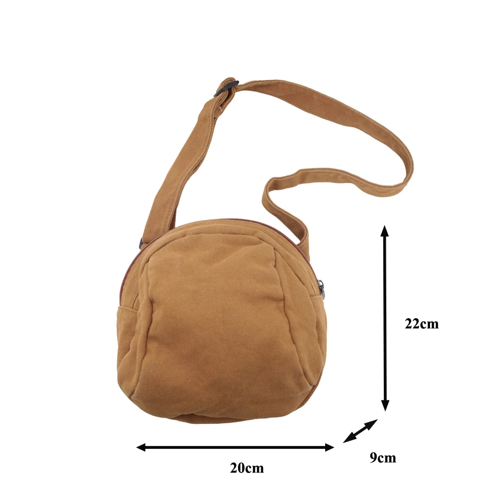 Small Canvas Women's Bag Zipper Shoulder Cross Bag Vintage Messenger Bag Y2K Eco Bag Korean Shopping Satchels Solid Shell Murse