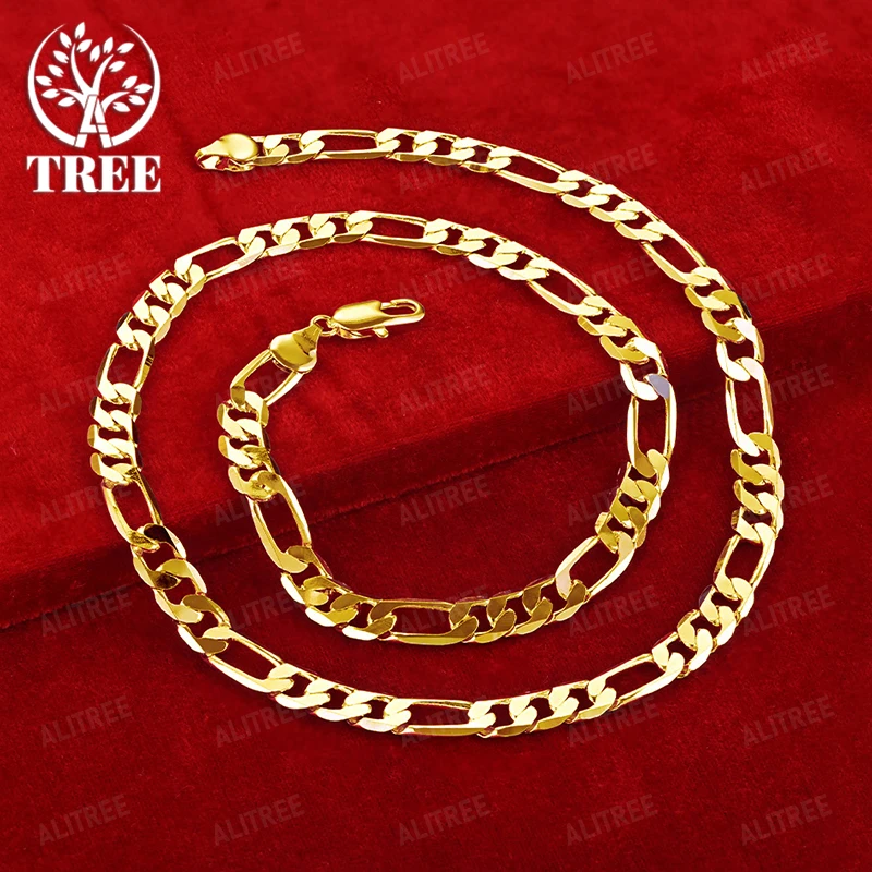 

8mm 18k Gold Geometric Necklace For Women Fashion Party Birthday Christmas Jewelry Men Fashion Trend Simple Gift Accessories