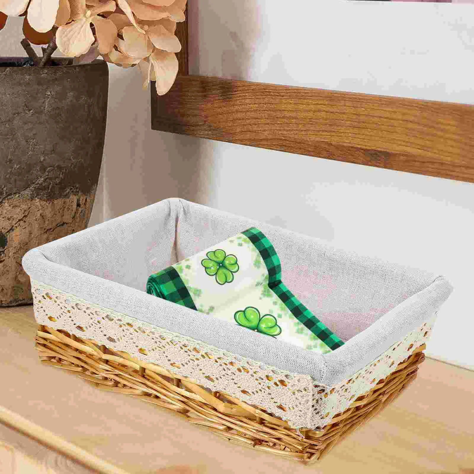 

Collapsible Laundry Basket Wicker Containers Storage Clothes with Liner Wooden Woven