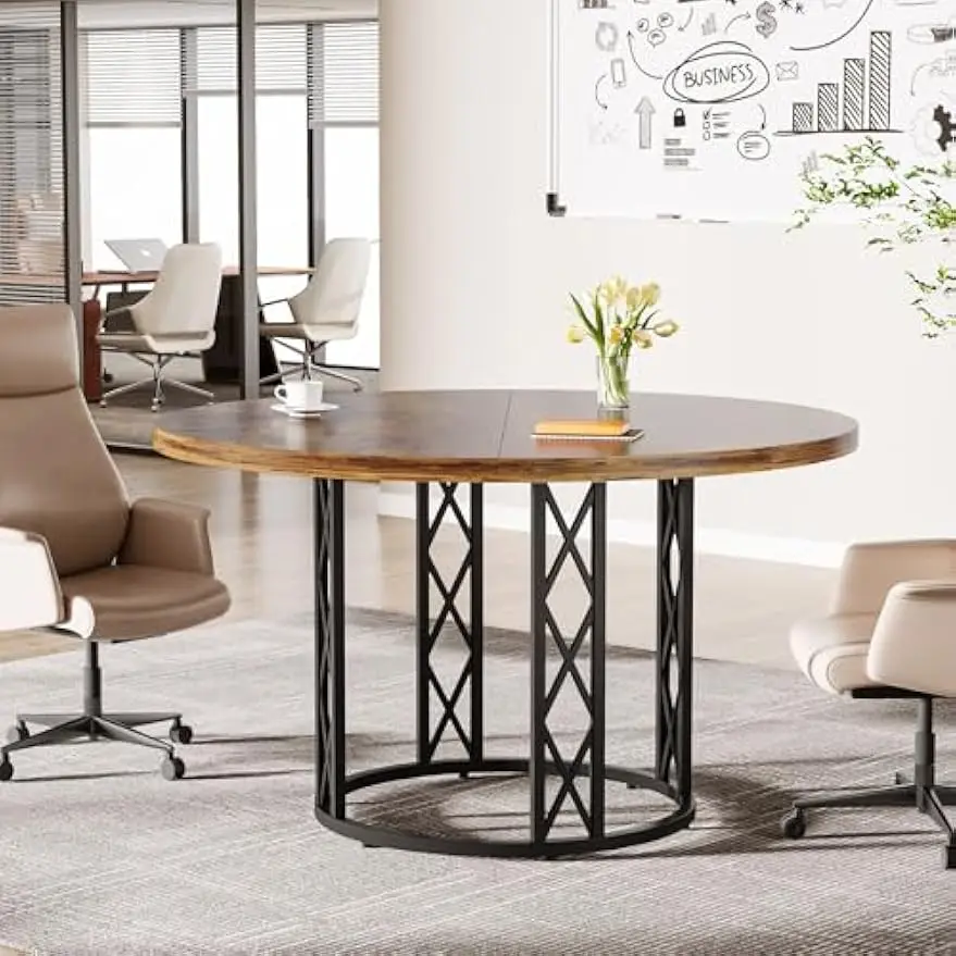 47" Round office Table, Round Business Meeting Table, Small Table Reception Negotiation for Office Meeting Conference Room