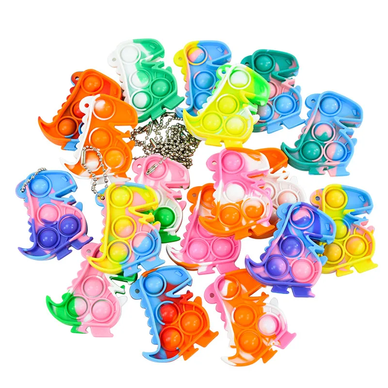 10/20pcs Mini Dinosaur Pop Keychain Sensory Fidget Toys Kids Dinosaur Party Favors Birthday Gift Goodie Bag Pinata Fillers Prize