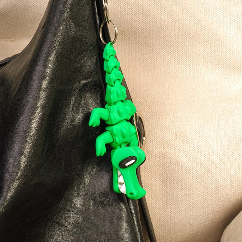 Poseable Action Figure Keychain Cute Creative 3D Printed Crocodile Keychain Unique Backpack Decoration Accessories Gifts
