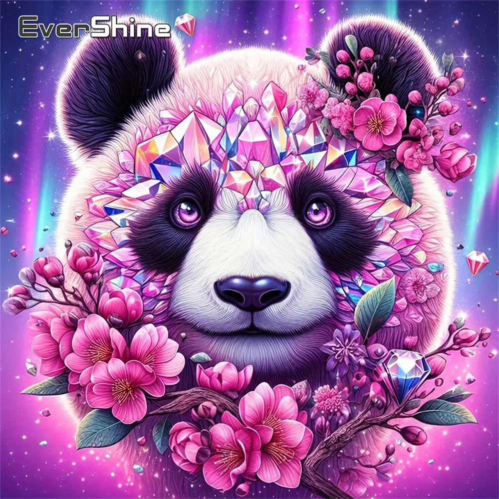 Evershine Voll-Diamant-Malerei mit Panda-Motiv, Strass-Stickerei, Tier-Mosaik, Kirschblüten-Heimdekoration