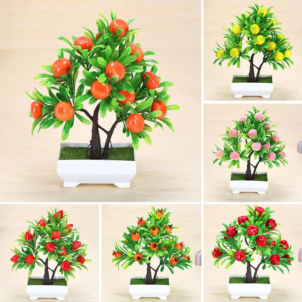 

1pcs Artificial Plant Potted With Foam Fruit for Home Living Room Tabletop Decoration Wholesale Drop shipping