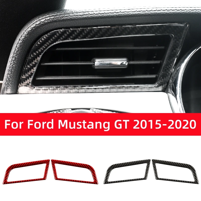 For Ford Mustang GT 2015-2021 Carbon Fiber Auto Dashboard Left and Right Air Vents Trim Stickers Frame Car Interior Accessories