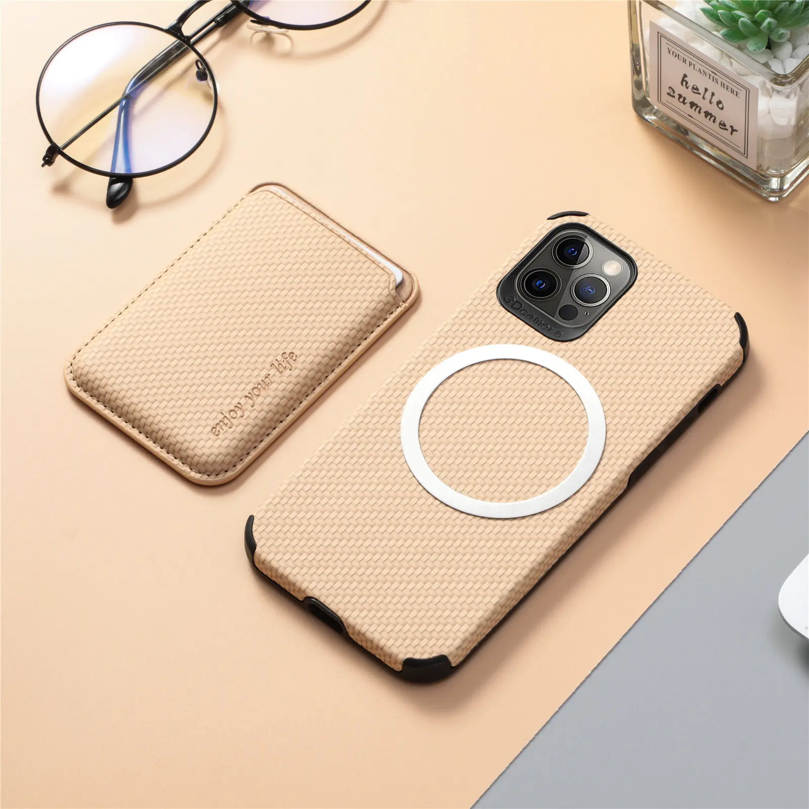 for iPhone 14 13 12 11 Pro Max Mini XS X XR SE 2020 7 8 6 6S Plus Case Magnetic Magsafe Leather Carbon Texture Soft Cover Funda