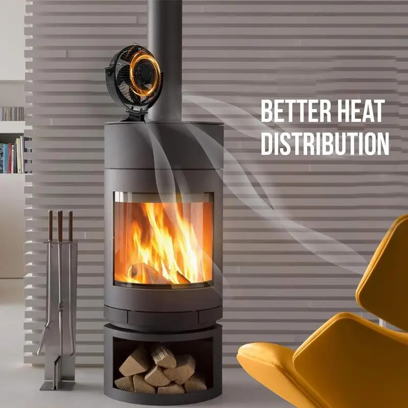 Heat Powered Stove Fan Eco Friendly Quiet Fireplace Log  Air Distributer Wood Burner Fireplace Fan Non Electric Rotating Fan