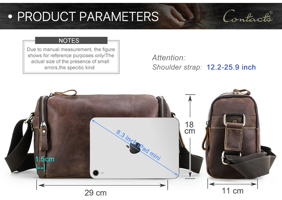 Crazy Horse Leder Männer Handtasche Designer Vintage Crossbody-tasche Kleine Strap Sling Schulter Tasche Luxus Marke Messenger Taschen Neue – Detail 4