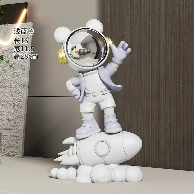 Blue Rocket Astronaut Series Living Room Decoration Home Decoration TV Cabinet Office Desk Astro Resin Decoration