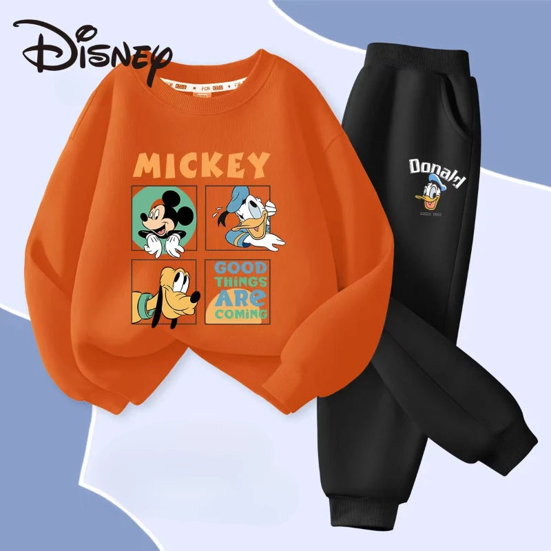 Autumn Baby Girl Boy Clothes Set Children Disney Mickey Printing Sweatshirt Top and Pants Bottom Two Piece Suit Kid Tracksuit